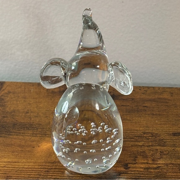 Glass Figurine Elephant Paperweight Crystal Clear with Controlled Bubbles Solid - Picture 9 of 16